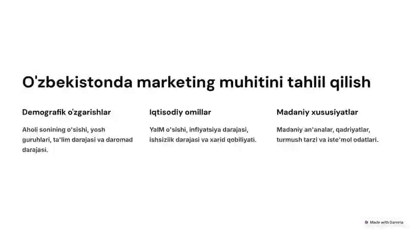 O'zbekistonda marketing faoliyatini tashkil etish 3