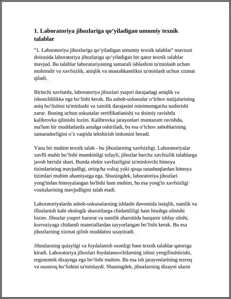 Laboratoriya Jihozlariga Qo'yiladigan Umumiy Texnik Talablar 3