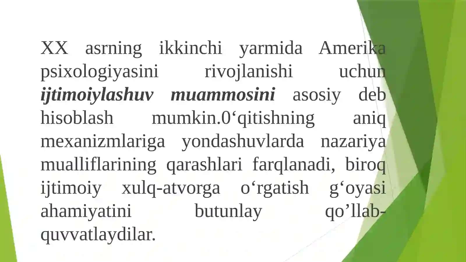 IJTIMOIYLASHUV MUAMMOSI SIFATIDA BOLA PSIXIK RIVOJLANISHINING IJTIMOIY O‘RGANISH NAZARIYASI.PSIXIK RIVOJLANISH INTELLEKT SHAKLLANISHI SIFATIDA: J.PIAJE KONSEPSIYASI 3