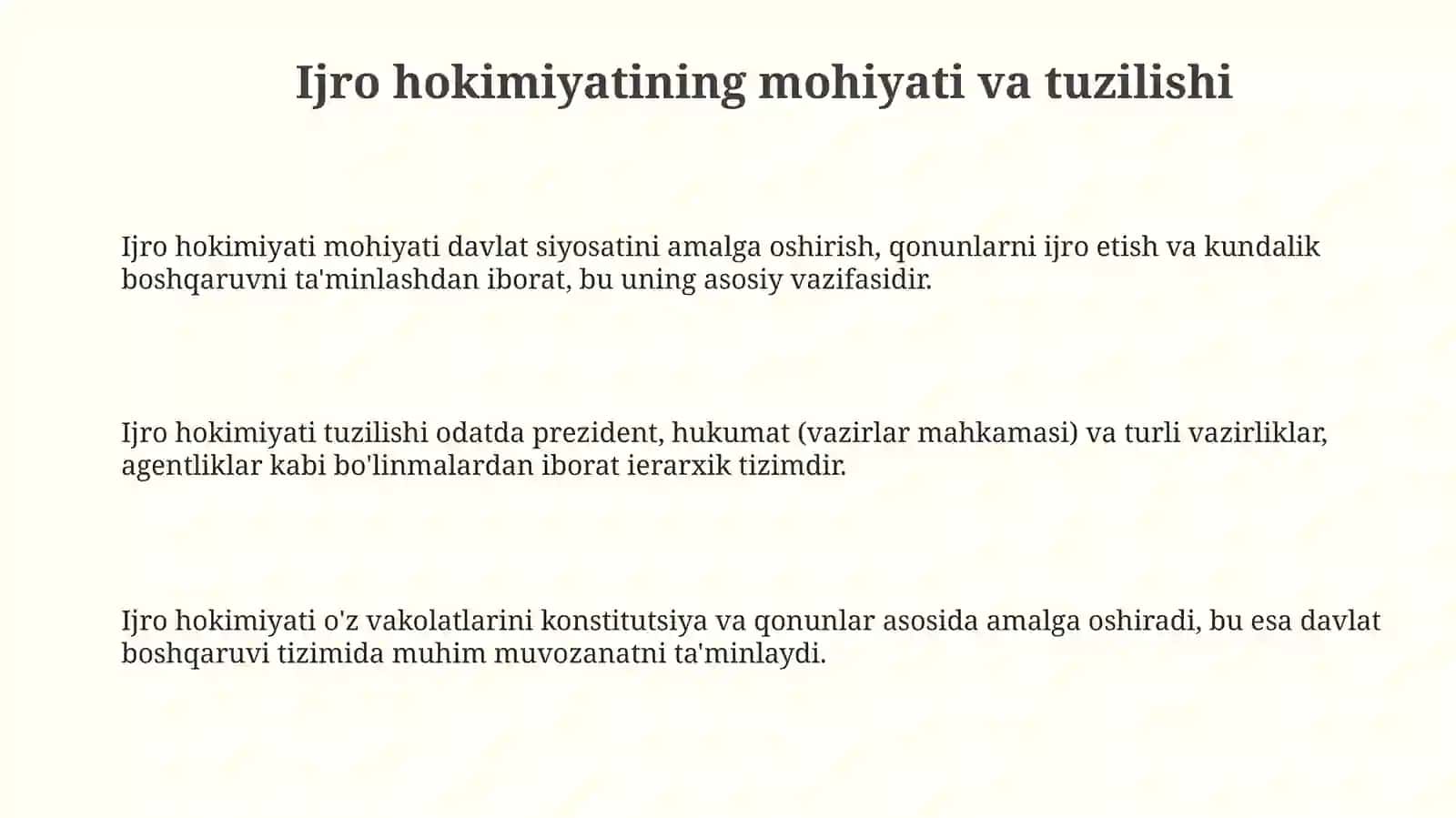 Ijroiya hokimiyat tushunchasi 3