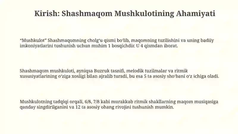 Shashmaqom Mushkuloti 3