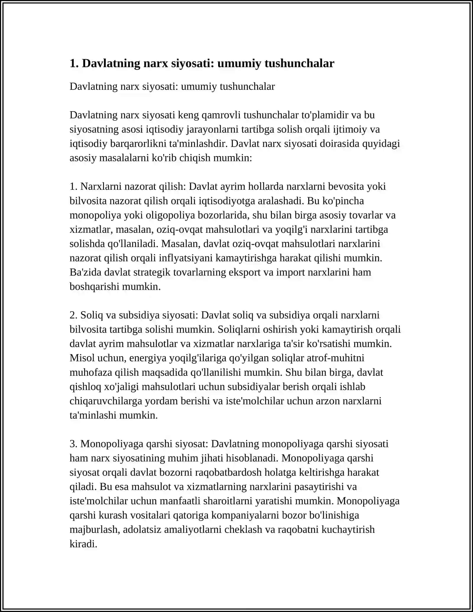 DAVLATNING NARX SIYOSATI, MAQSADI VA VAZIFALARI 3