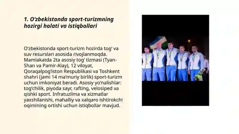 Oʻzbekistonda sport Turizmning istiqbollari 3