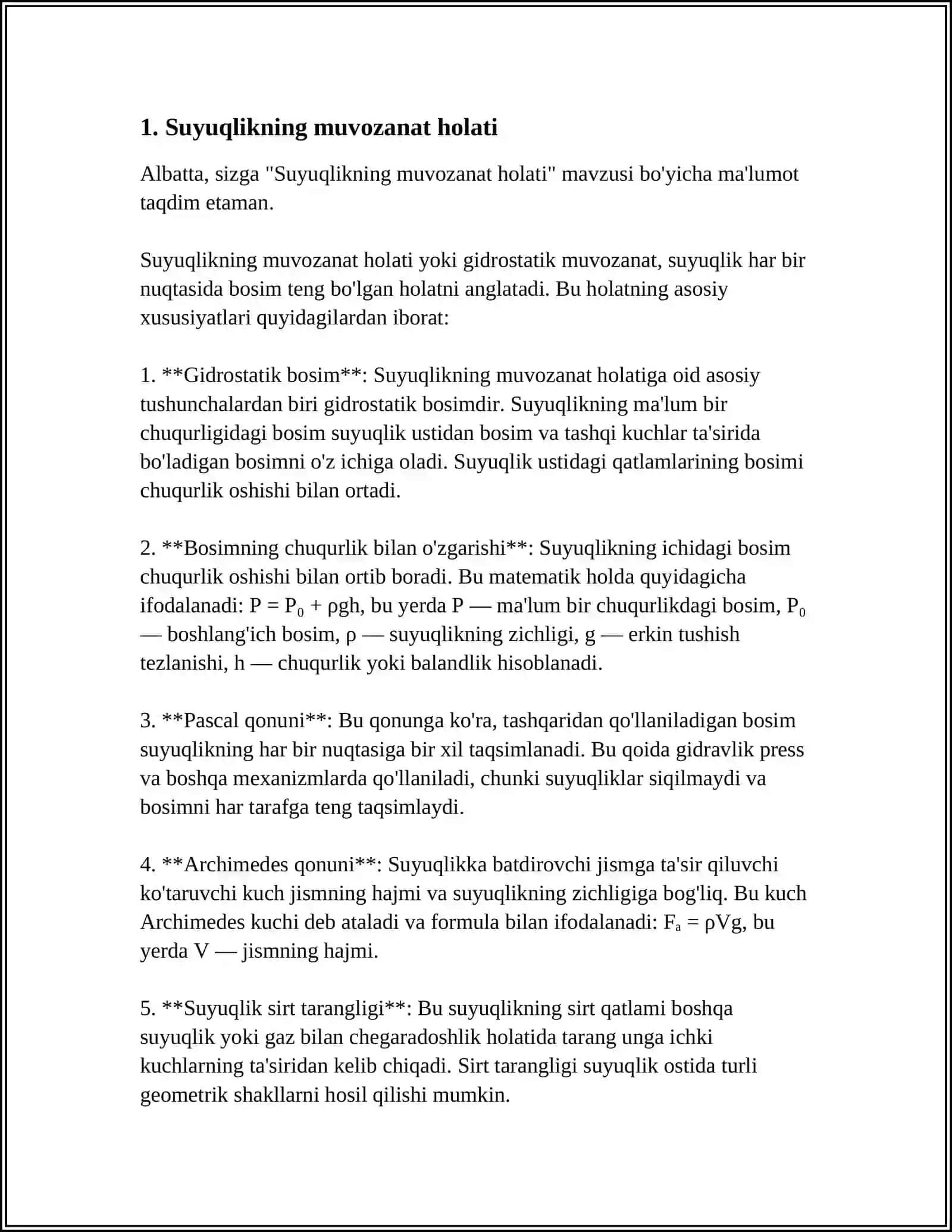 SUYUQLINING MUVZONAT HOLATI UCHUN DIFFERENSIAL (EYLER)TENGLAMA 3