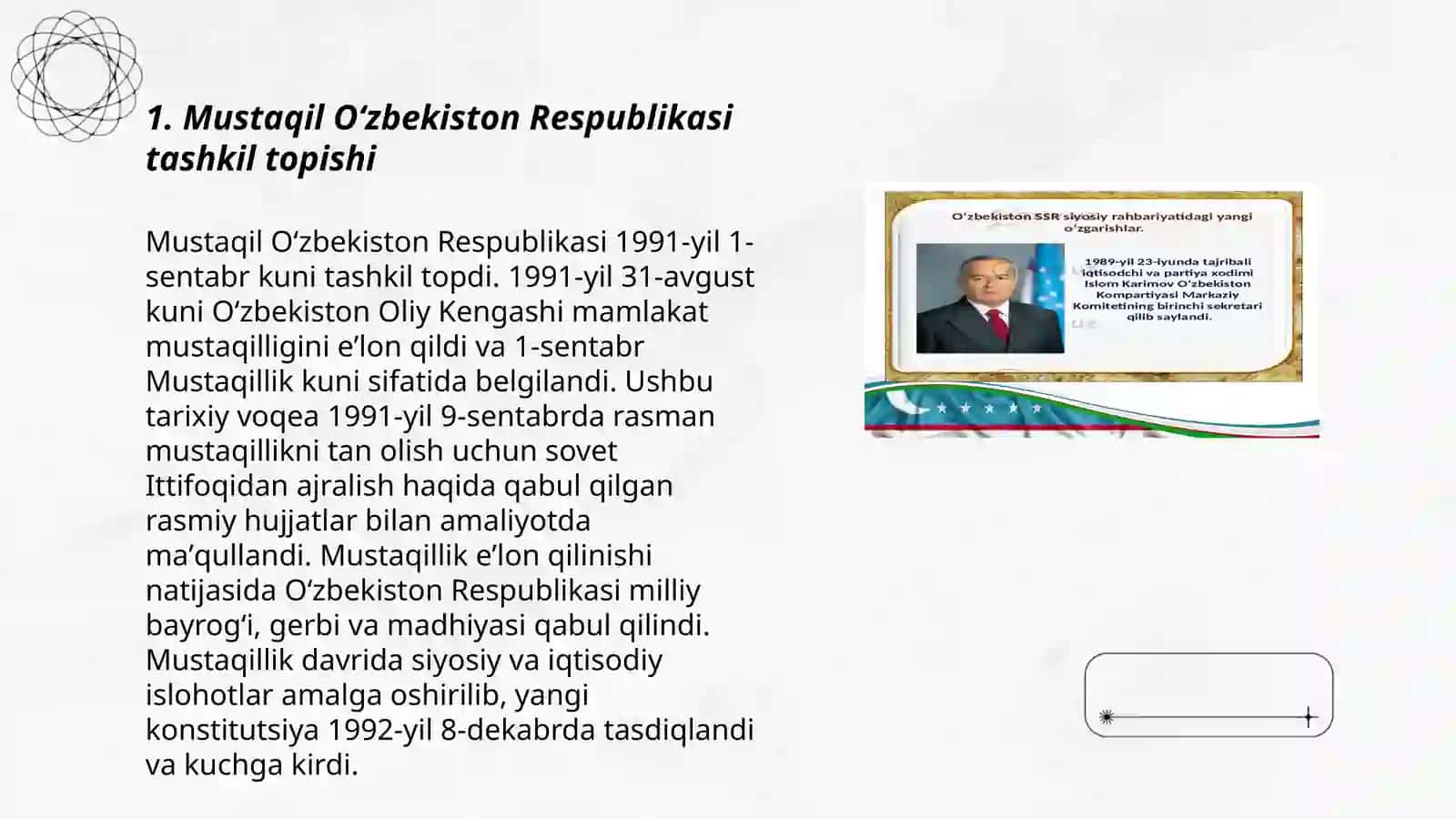 Mustaqil Oʻzbekiston Respublikasi tashkil topishi va uning tarixiy ahamiyati 3