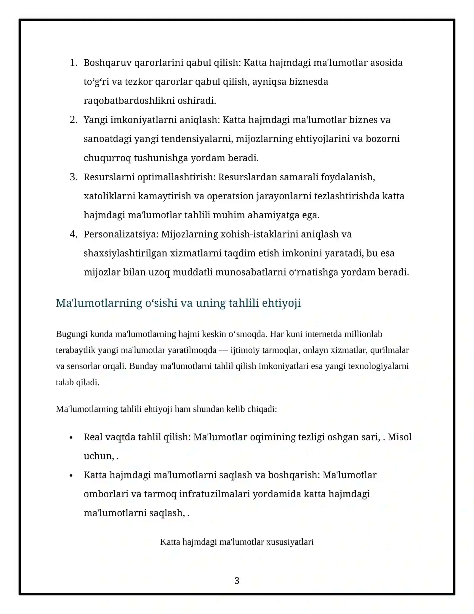 Katta hajmdagi ma'lumotlar bilan ishlash texnologiyalari 3