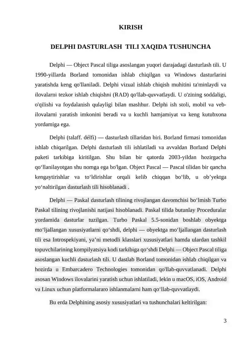 Delphi dasturlash tilida sodda masalalarni dasturlash 3