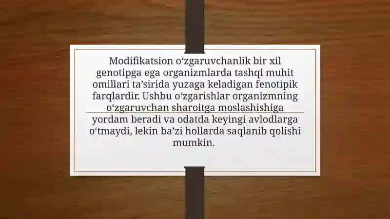 Modifikatsion o‘zgaruvchanlik va uni statistik usullari 3