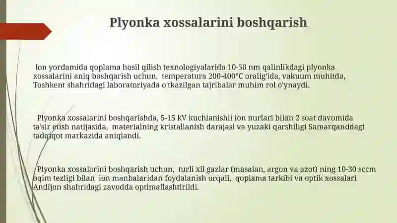 Yupqa plenkalar olish texnologiyasi 3