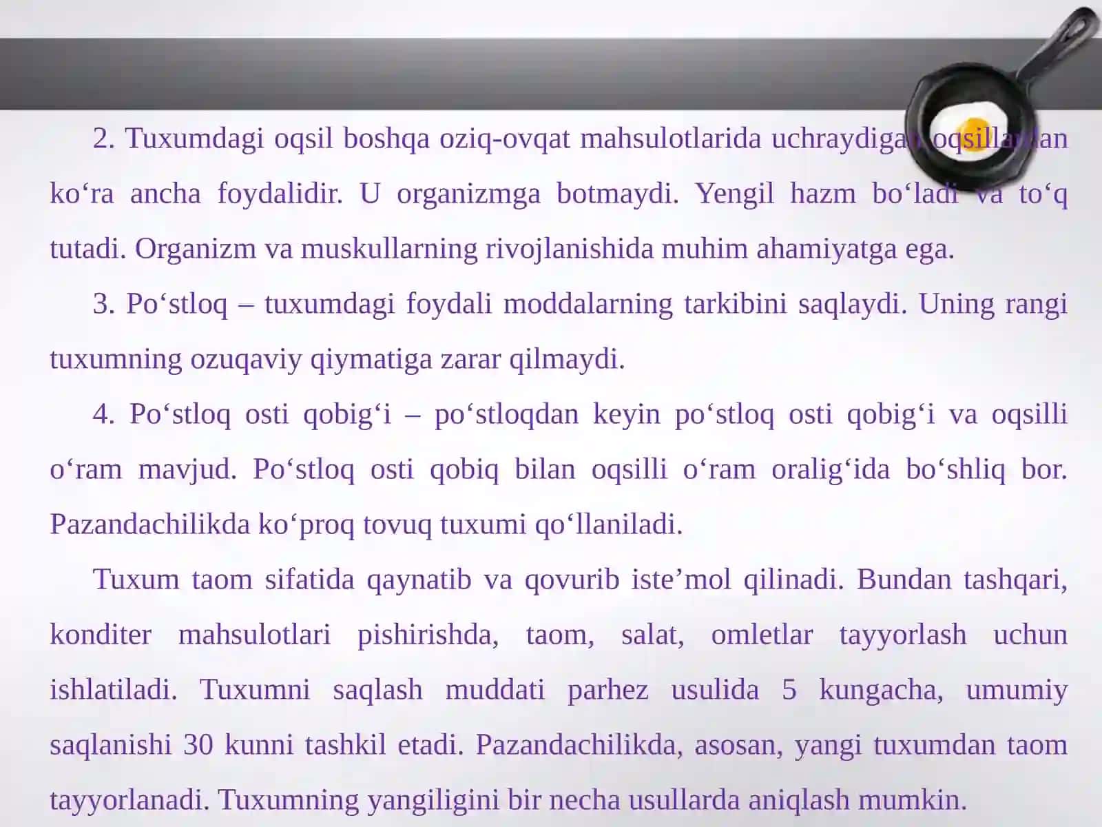 5-sinf Texnologiya Tuxum. Tuxumdan tayyorlanadigan taomlar 3