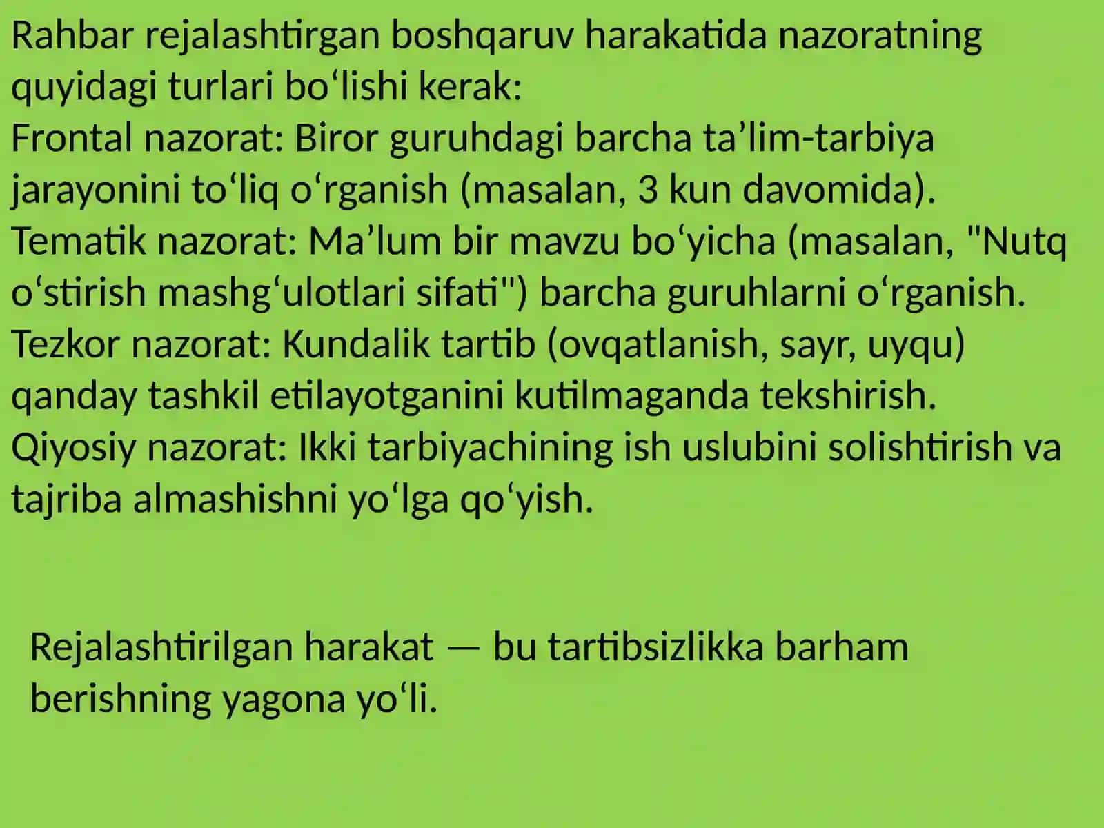 Rahbar tomonidan rejalashtirilgan boshqaruv harakati 3