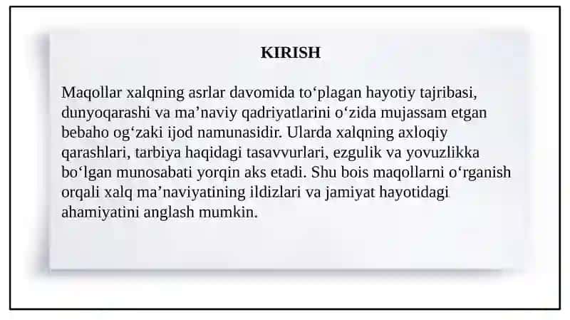 Maqollarda xalq ma’naviyatining aks etishi 3