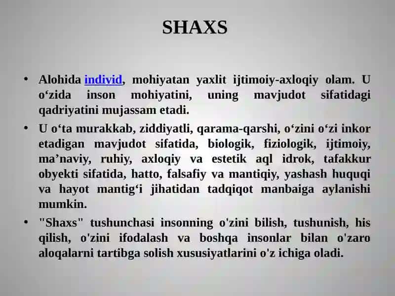 Shaxsning tuzilishi va rivojlanishi. SHaxs faolligi va faoliyat turlari 3