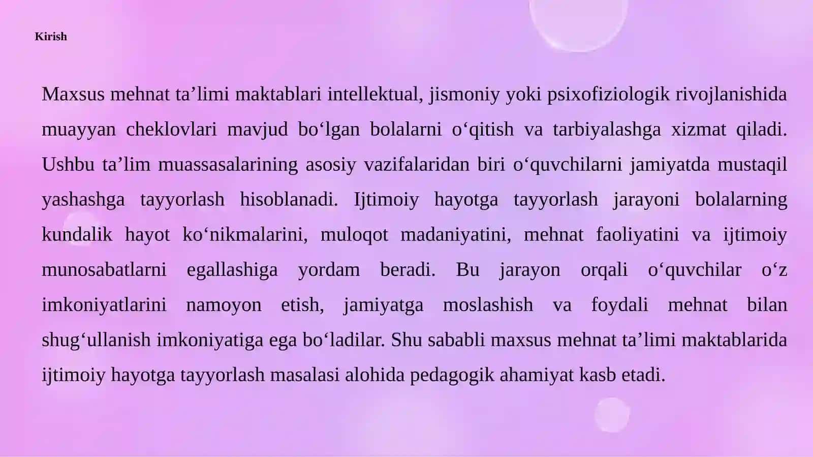 MAXSUS MEHNATTAʼLIMIMAKTABINING IJTIMOIY HAYOTGA TAYYORLASHNING AHAMIYATI 3
