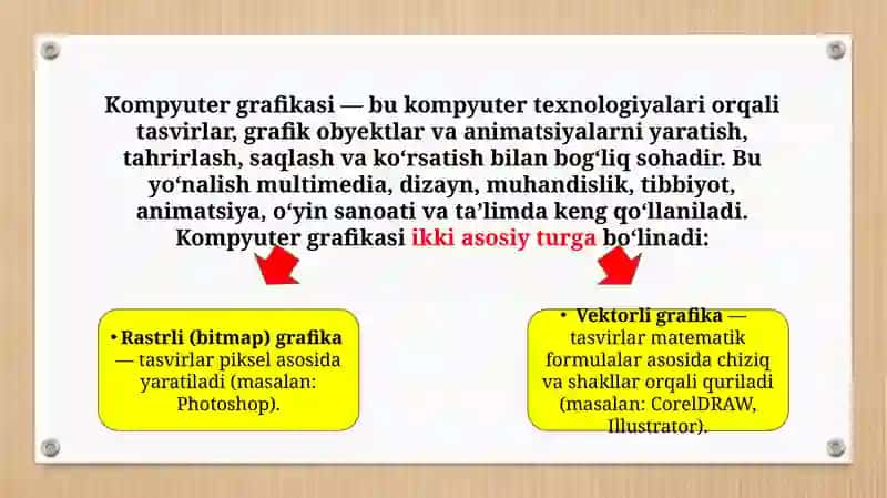 Kompyuter grafikasi va dizayn texnologiyalari: marketing taqdimotlarda samaradorlik 3