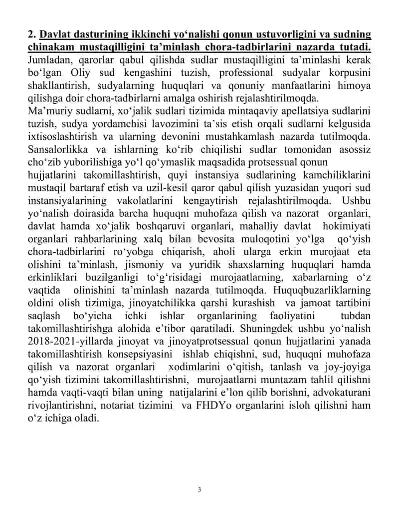 "O‘zbekiston Respublikasi yanada rivojlantirish bo‘yicha Harakatlar strategiyasi" 3
