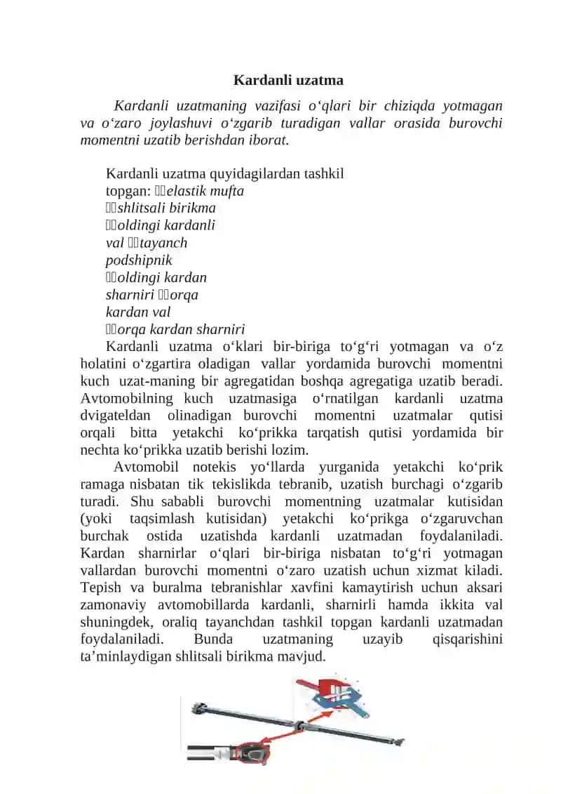 Zamonaviy avtomobillarning Kardan uzatmasi 3