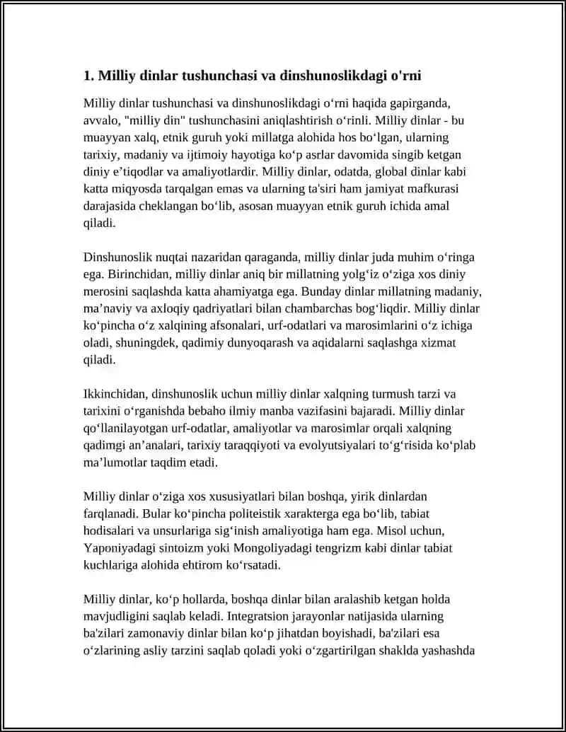 DINSHUNOSLIK FANIDAN MILLIY DINLAR MAVZUSI 3