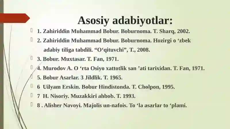ZAHIRIDDIN MUHAMMADBOBUR HAYOTI VA ADABIY FAOLIYATI 3
