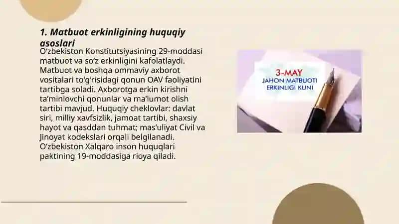 Matbuotda soʻz va axborot olish erkinligi 3