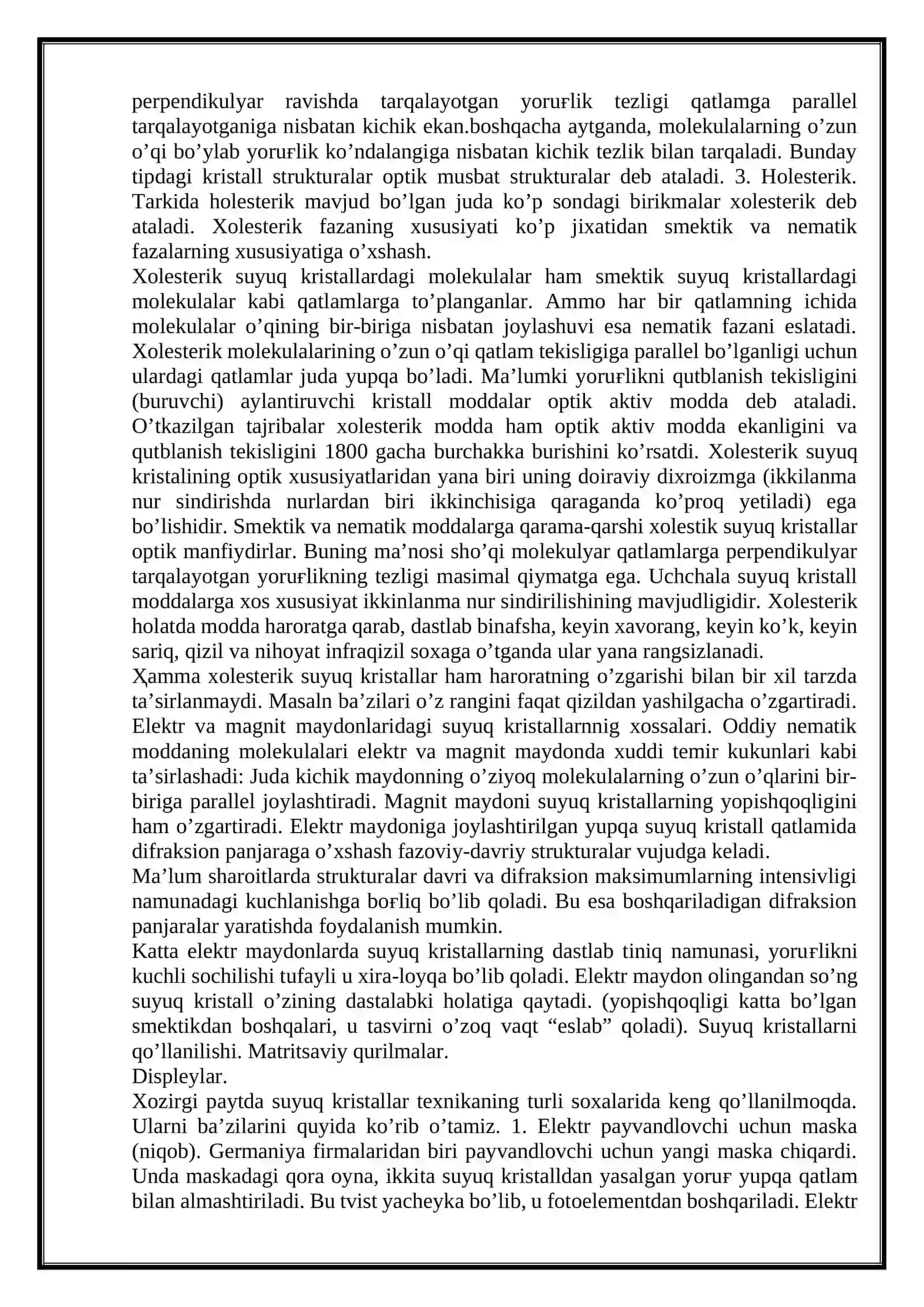 SUYUQ KRISTALLAR VA ULARNING XUSUSIYATLARI 3