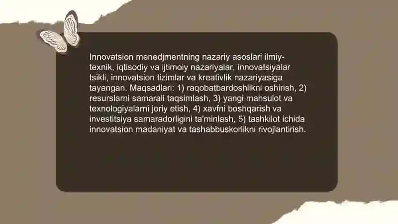 Innovatsion menjmentning yo'nalishlari va funktsiyalari 3