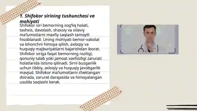 Shifokor siri muammosinadi etik-huquqiy jihatlarini organish 3