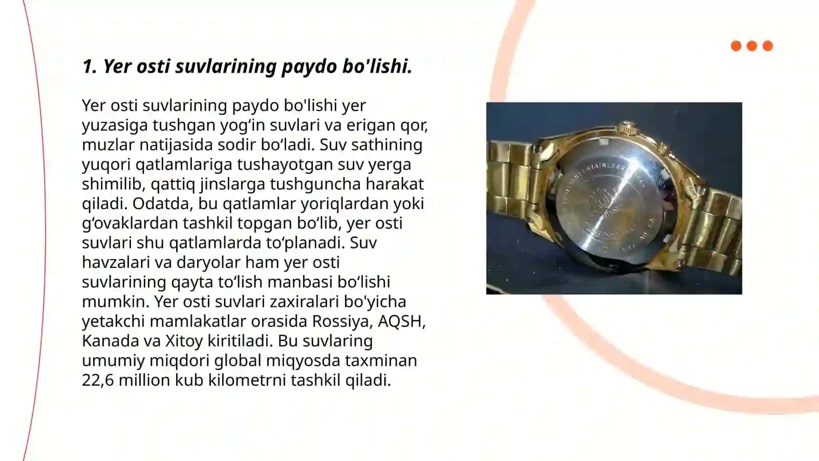 Yer osti suvlarining paydo boʻlishi ham klasslarga bo’linishi 3