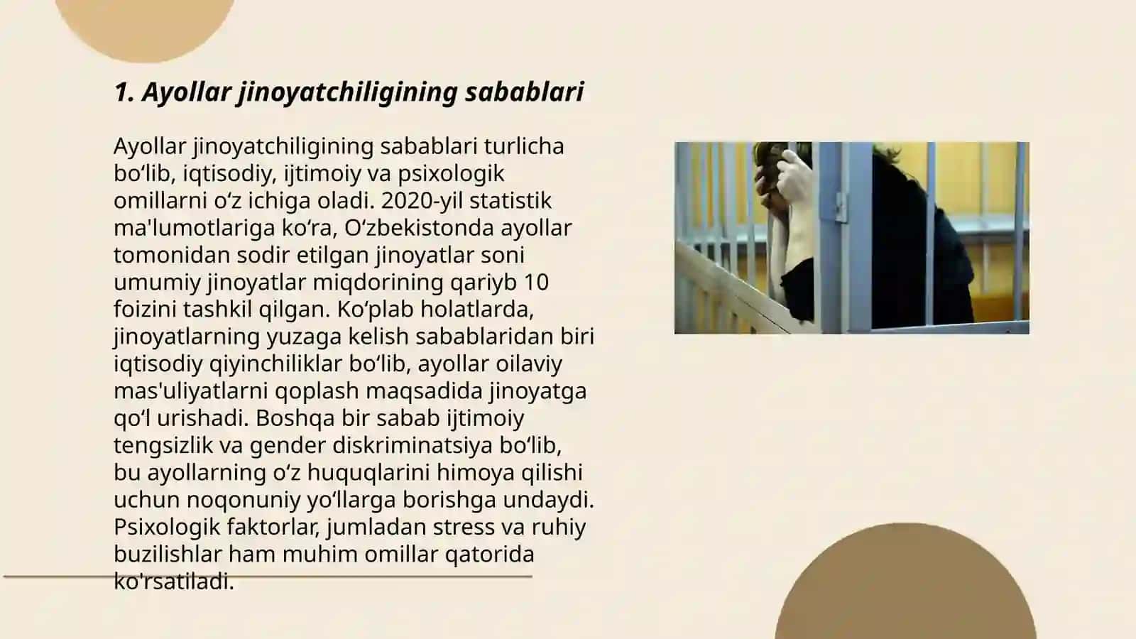 Ayollar jinoyatchiligining sabablari 3