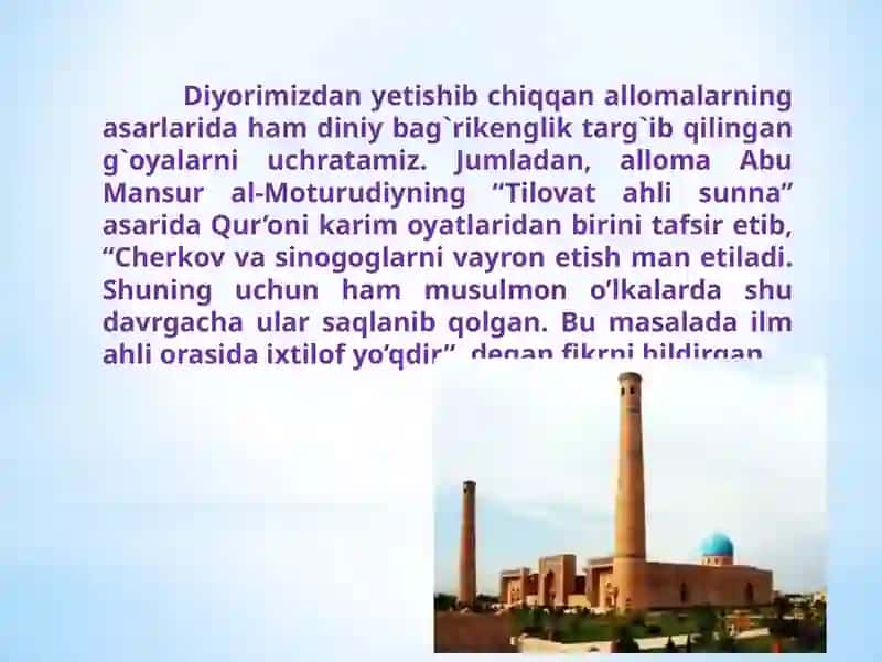 O‘zbekistondamillatlararomunosabatlarvabag‘rikenglikfanipredmeti,unio‘rganishningahamiyati. 3
