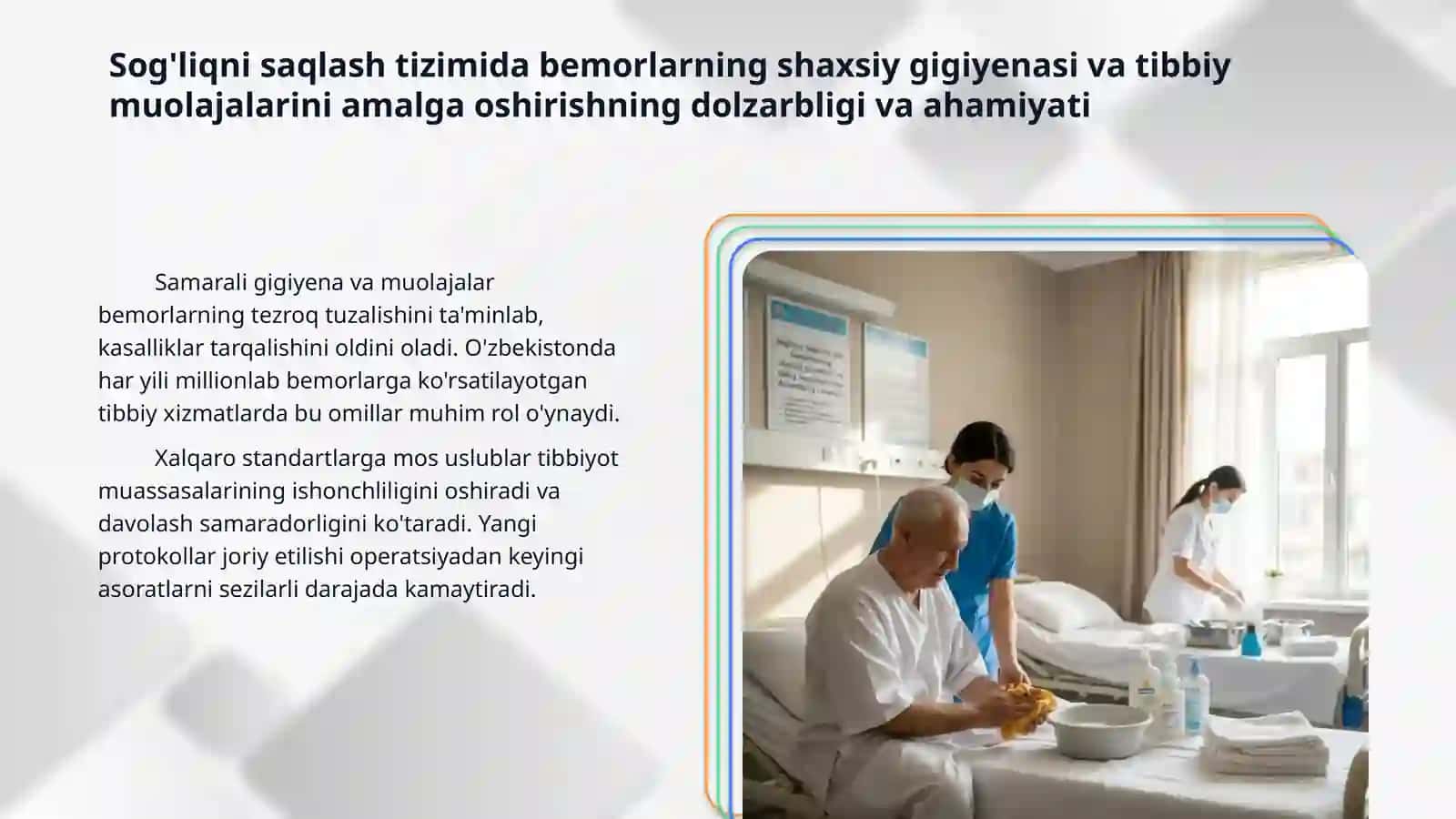 Bemorlarn shaxsiy gigiyenasi va  tibbiy muolajalarini amalga oshirish 3