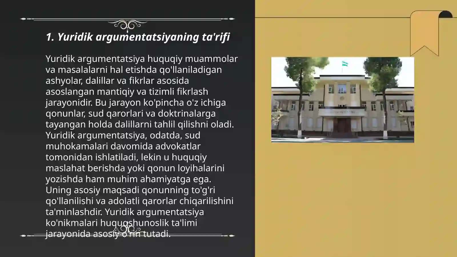 Yuridik argumentatsiya.Yuridik asoslanishning yurist faoliyatidagi oʻrni 3
