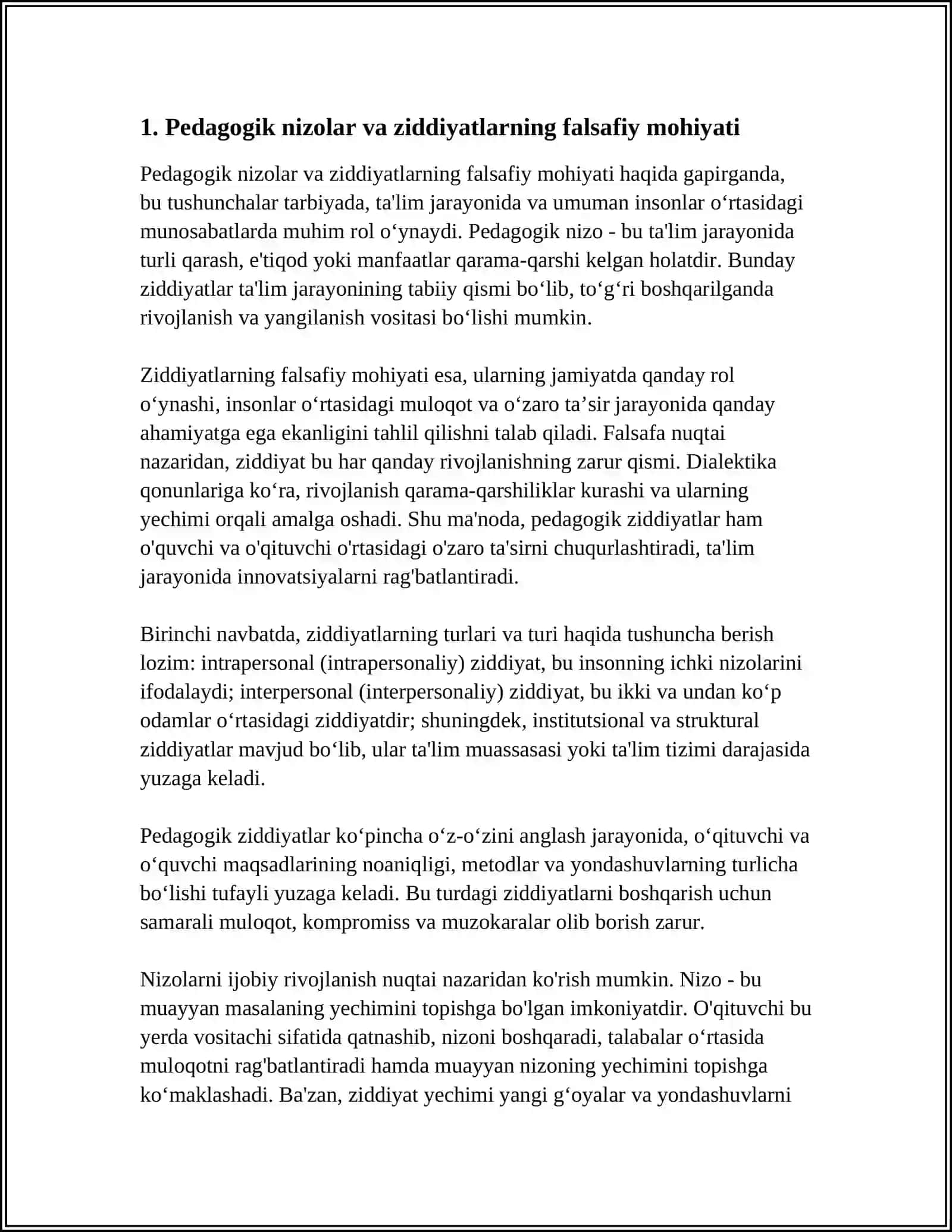 PEDOGOGIK NIZOLAR VA ZIDDIYATLARNING FALSAFIY PEDOGOGIK PSIXOLOGIK TASNIFI 3