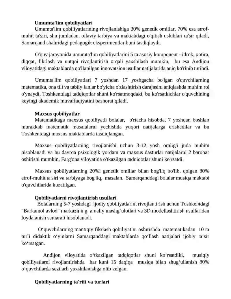 Qobiliyatlarning pedagogik psixologik tasnifi 3