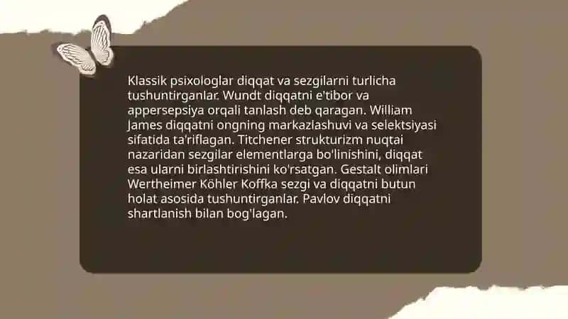 Psixologik olimlarning diqqat va sezgilar haqidagi qarashlari 3