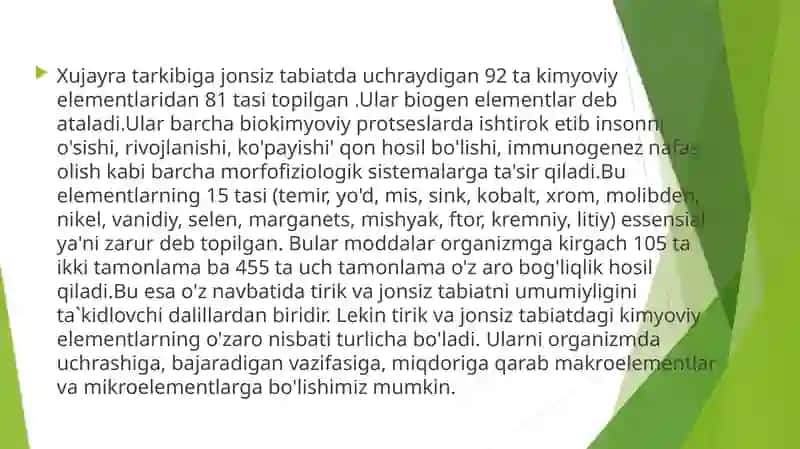 Biogen moddalar haqida tushuncha hosil qilish. 3
