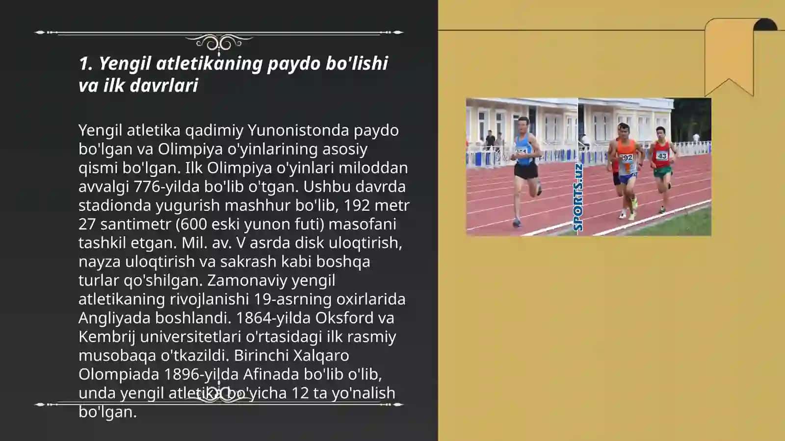 Yengil atletika tarixi,uning rivojlanishi,Oʻzbekistondagi rivojlanishi va yutuqlari 3