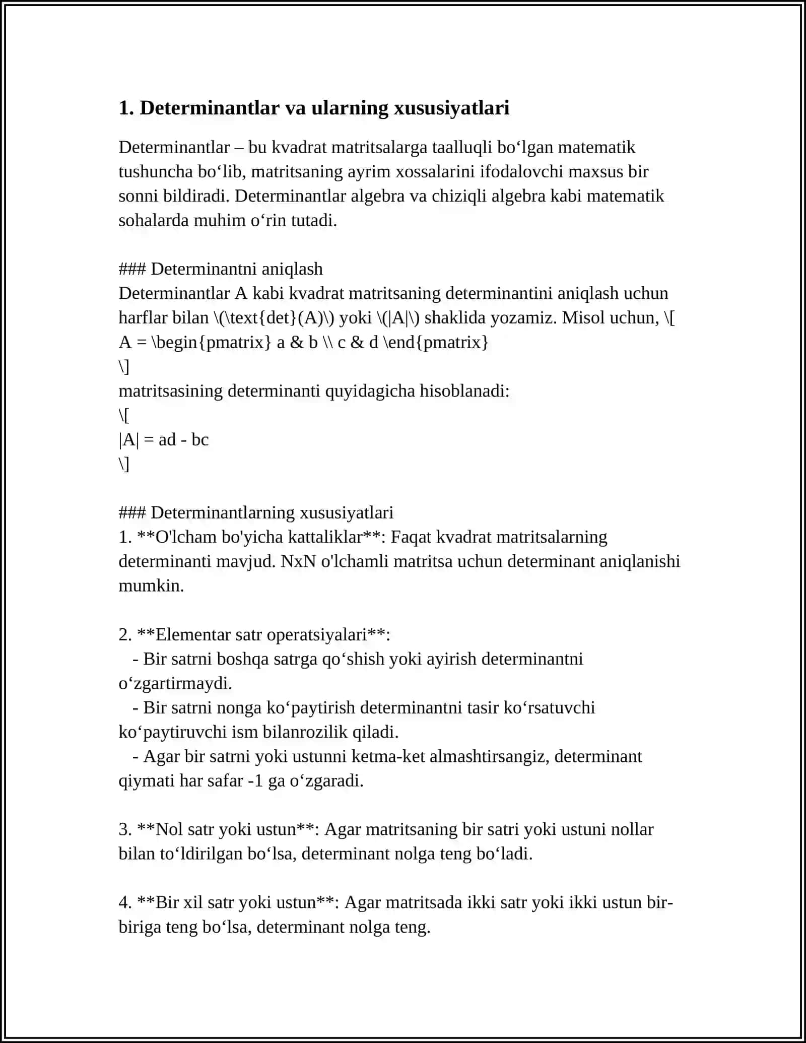 DETERMINANTLAR VA MATRITSALAR 3