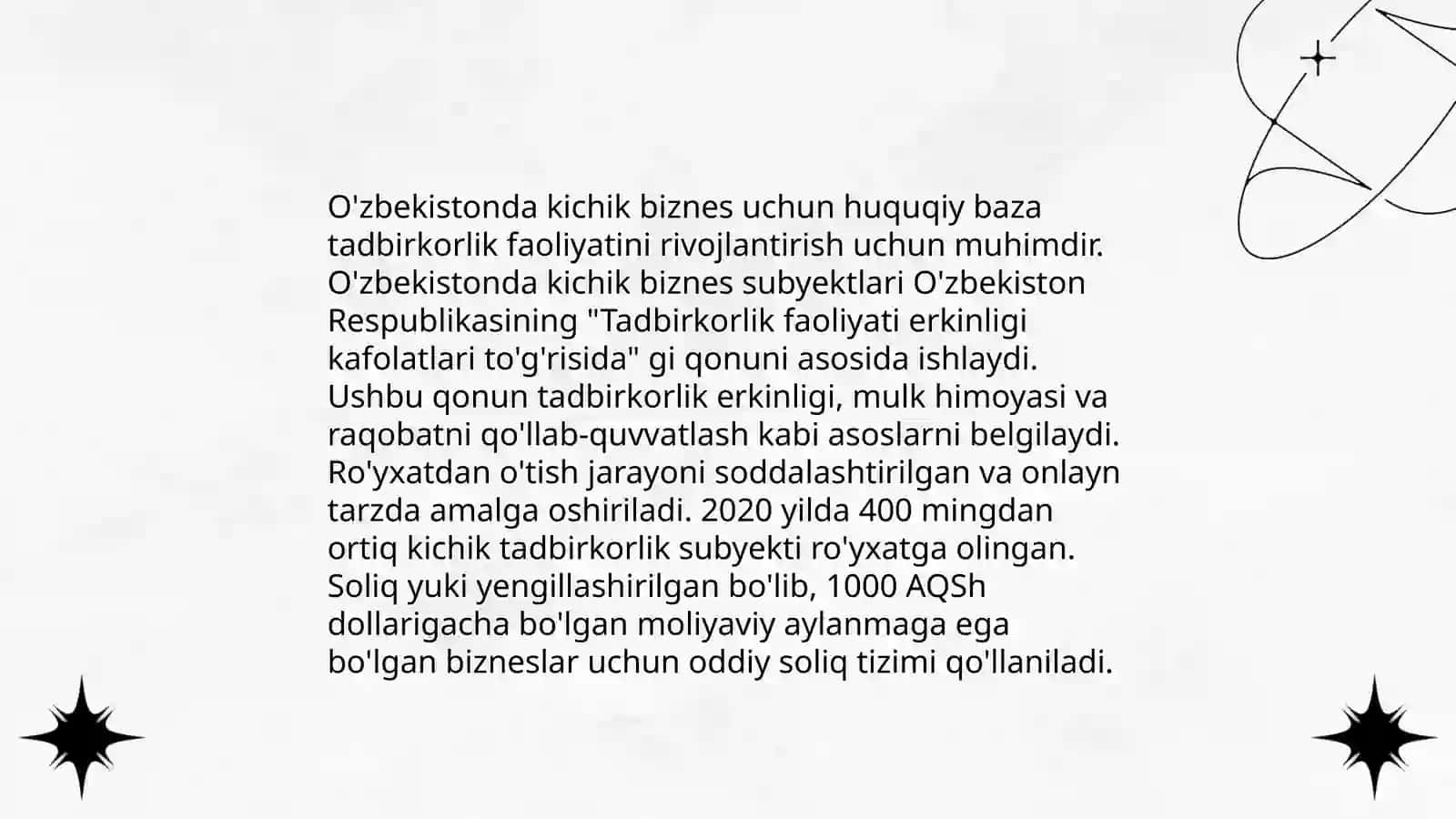 Oʻzbekistonda kichik biznes va xususiy tadbirkorlikni rivojlantirish istiqbollari 3