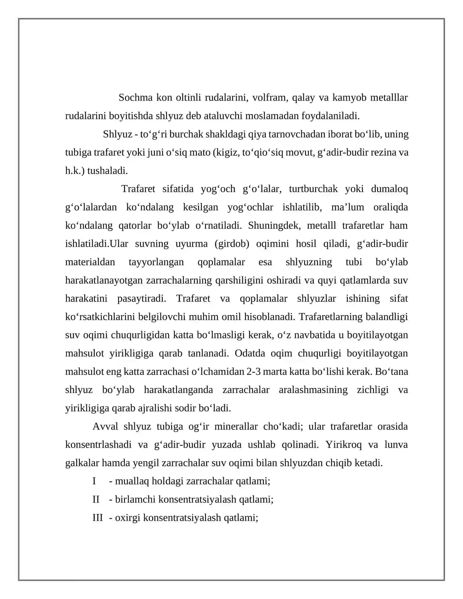 Shlyuzlarda boyitish texnologiyasi.Vintli separatorlarda boyitish 3