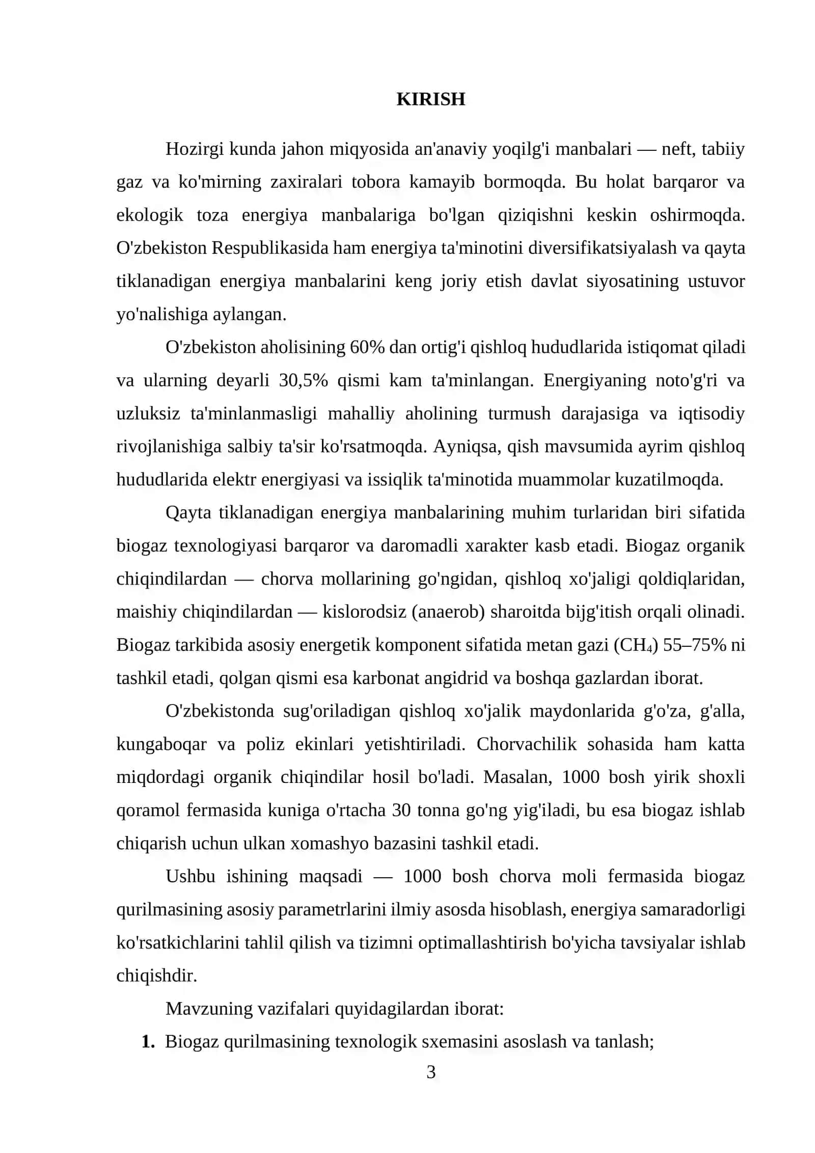 Biogaz qurilmasi uchun parametrlarni hisoblash 3