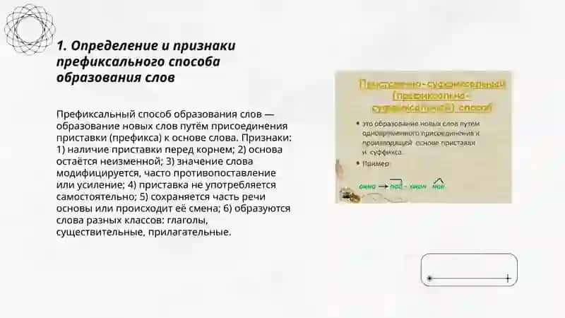 Морфологический способ образования слов: Префиксальный, суффиксальный, префиксально-суффиксальный 3