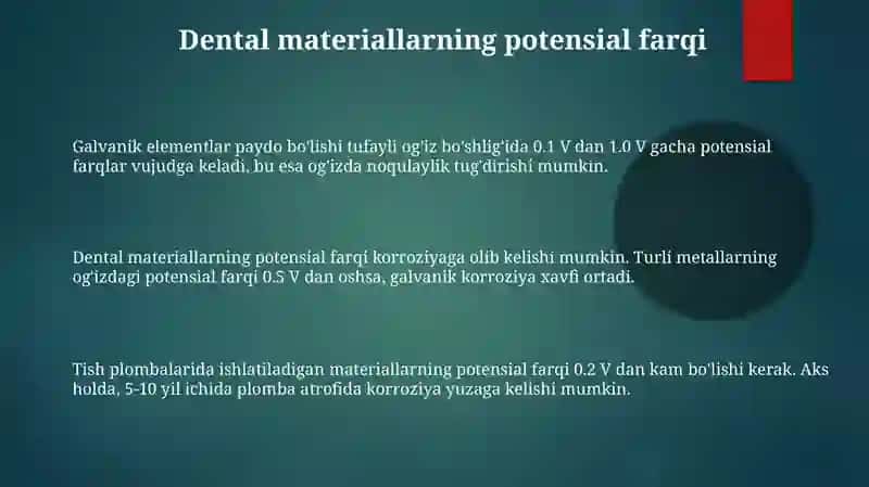 Stomatologik materiallarning elektr xususiyatlari 3