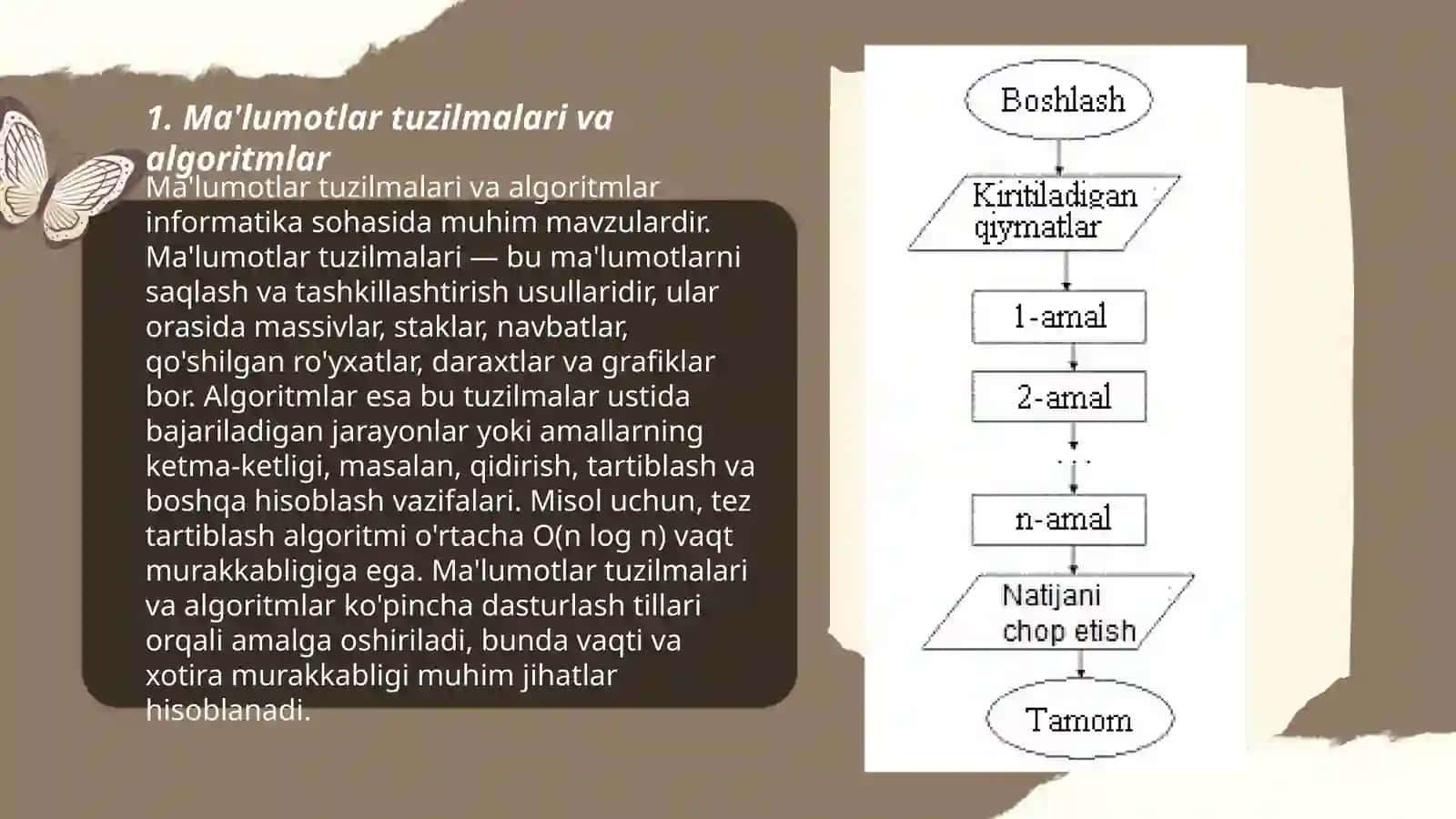 Algoritmning umumiy ko'rinishiga misollar keltirish 3
