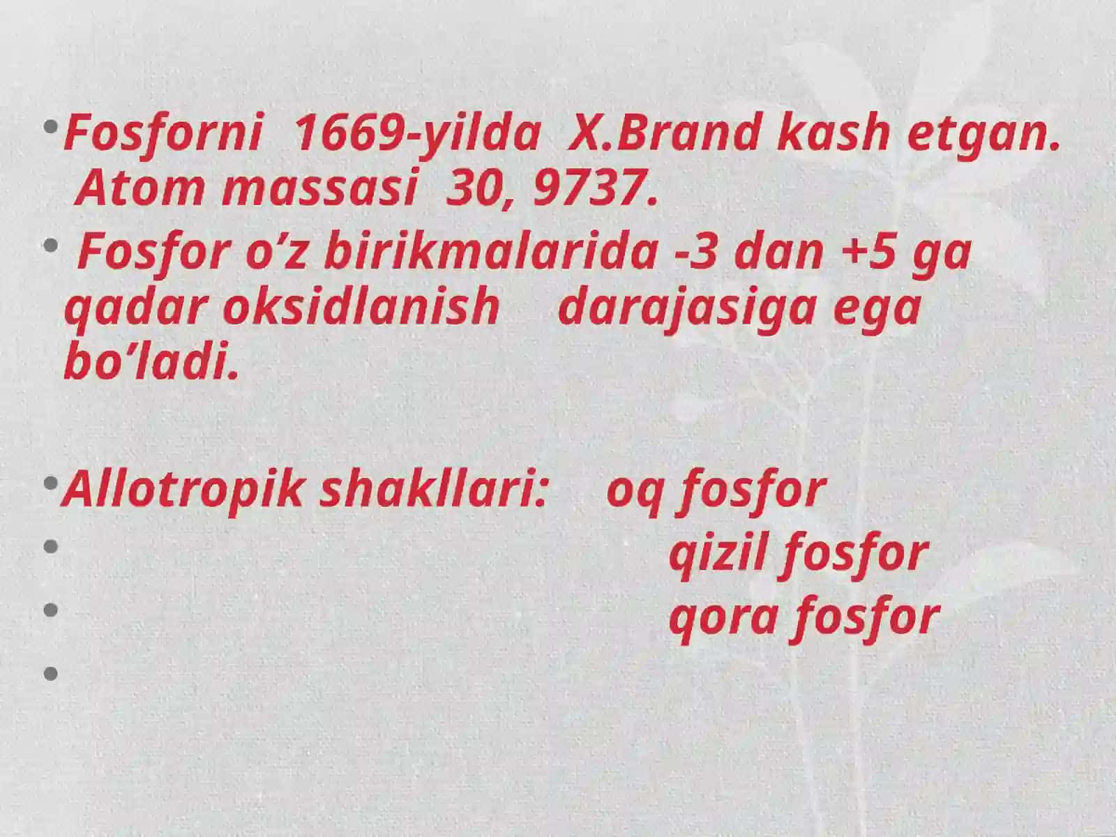 Fosforli moddalar, ularning energiya almashinuvidagi ahamiyati 3