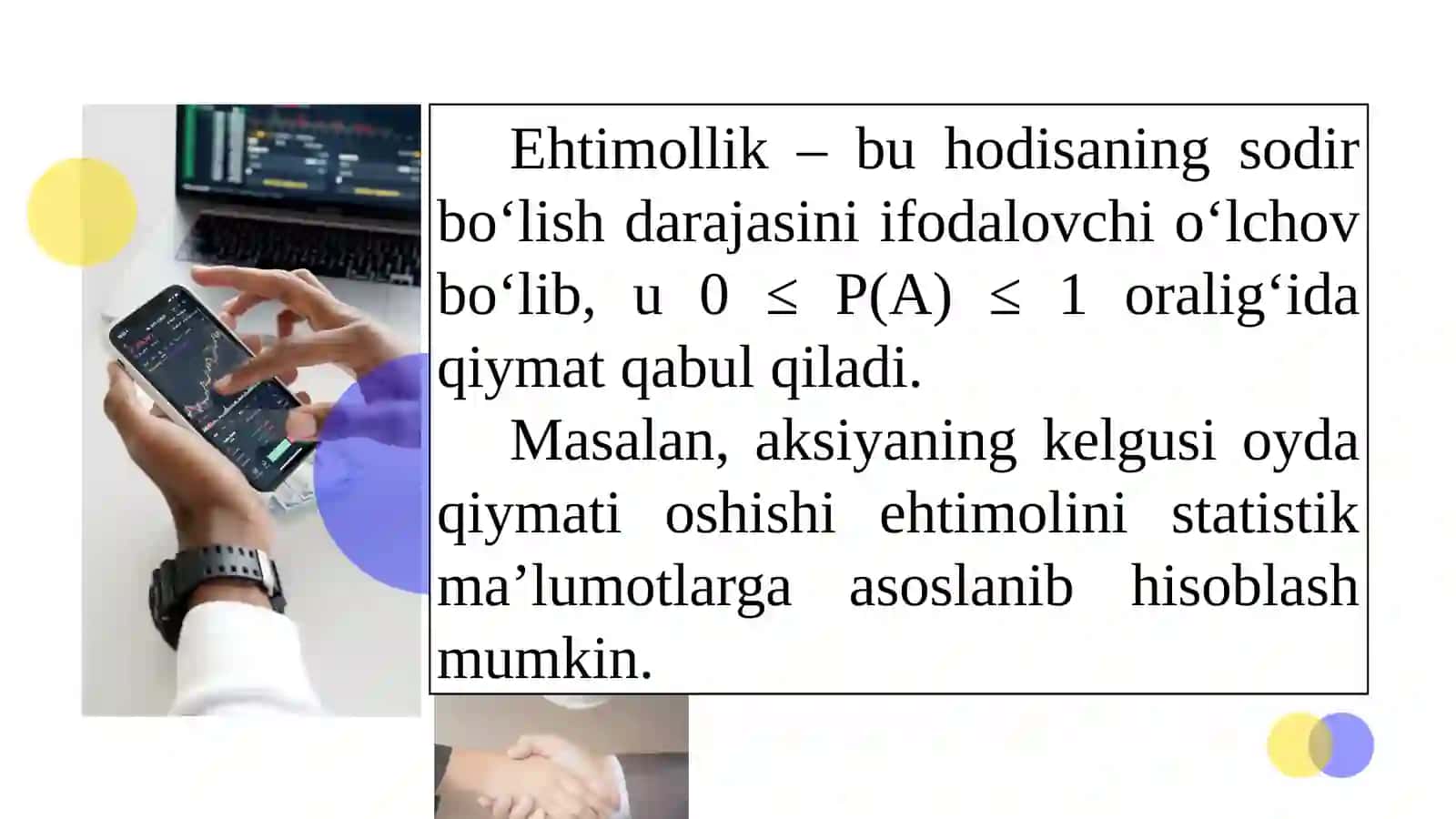 Ekonometrikada ehtimollarni nazariyasi va statistikaning asosiy tushunchalari 3