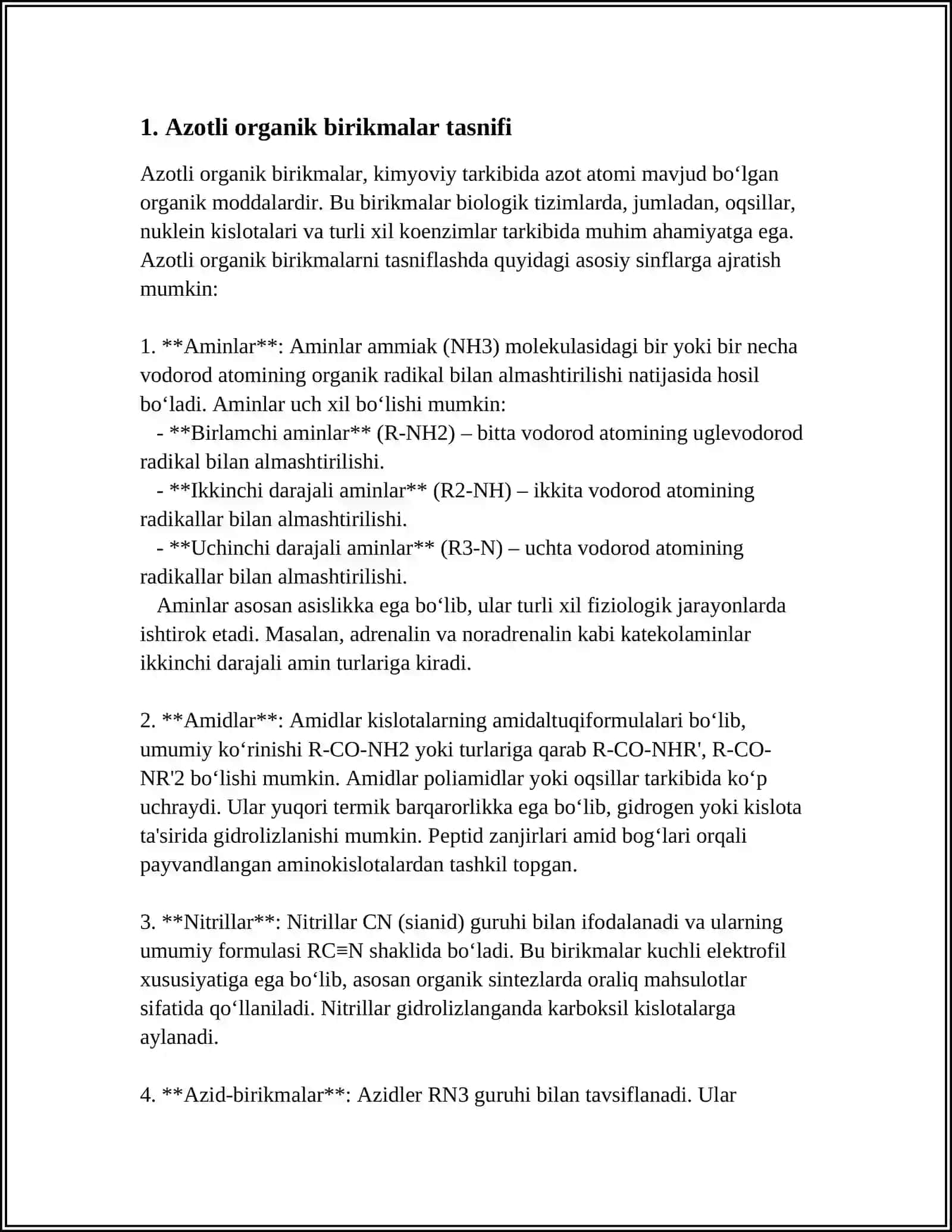 AZOTLI ORGANIK BIRIKMALAR OLINISHI VA XOSSALARI 3