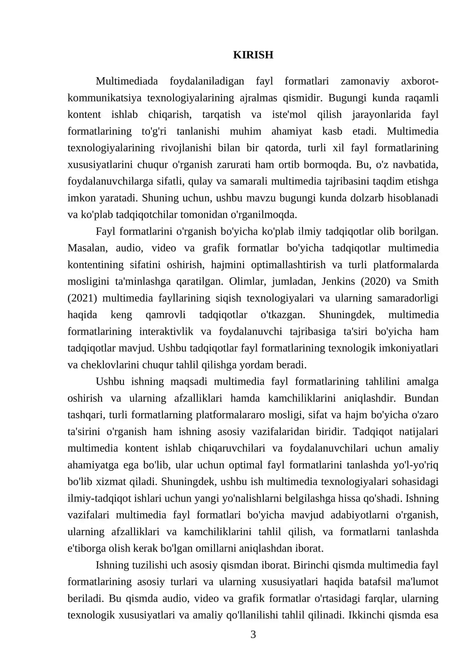 Multimediada foydalaniladidan fayl formatlari tahlili 3