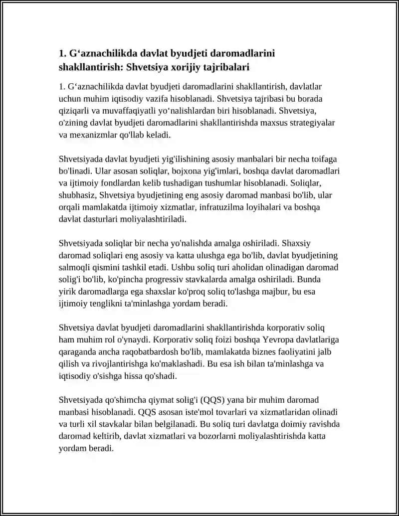 Gʻaznachilikda Davlat Byudjeti Daromadlarini Shakllantirish: Shvetsiya Xorijiy Tajribalari 3
