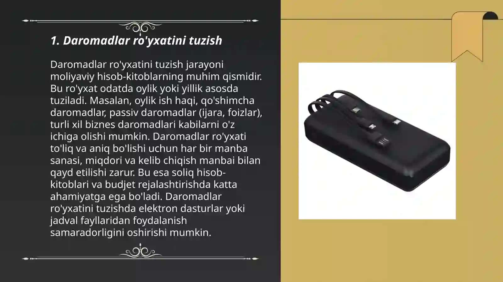 Daromadlar ro'yxatini tuzish 3